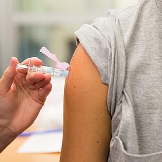 Student receiving an injection